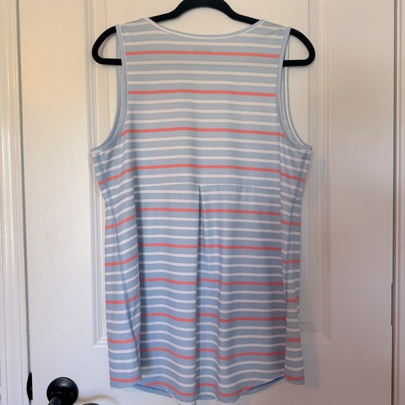 New Lands' End Sport Striped Womens Activewear Large Tank Top in Blue and Orange - Picture 2 of 6
